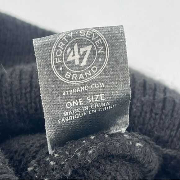 NFL x ‘47 Brand Kid’s Pittsburgh Steelers Black Gold Knit Pom Pom Beanie Hat OS - Picture 6 of 9